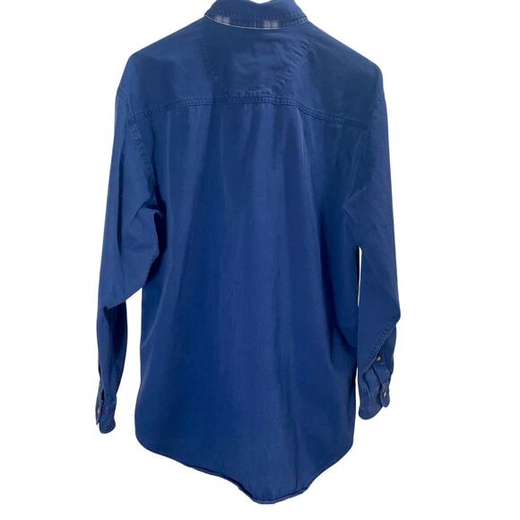 Vintage 90s Apparel Workshop Classic Plaid Button Up Top Blue Green Medium - Picture 2 of 8